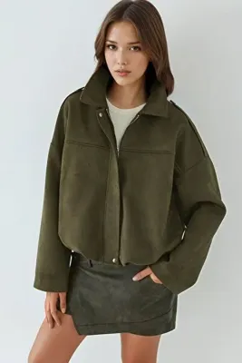 Hiccup Yumuşak Dokulu Süet Bomber Ceket