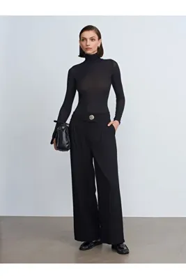 Dilvin 72244 Gold Düğmeli Geniş Paça Pantolon