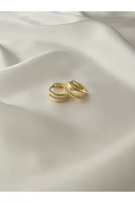 Zivazer Store Kadın çelik kararmaz xuping 14k gold renginde minik halka küpe