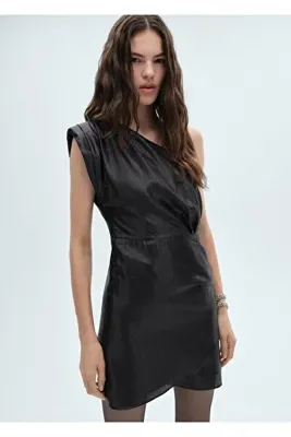 MANGO Woman Dokulu asimetrik elbise