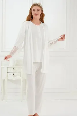 Emose Bambu Yumuşak Kumaş Sabahlıklı Hamile Lohusa Pijama Takımı