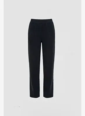 Selesty Official Beli Lastikli Siyah Straight Fit Krep Pantolon