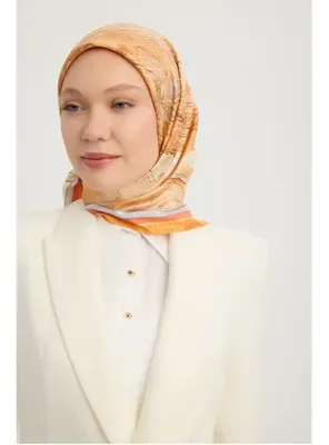 Schaless Hilal Şehri - Oranj - %100 İpek Twill Eşarp - Schaless