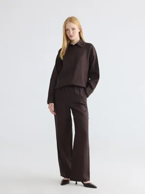 LCW Modest Beli Lastikli Kadın Keten Pantolon