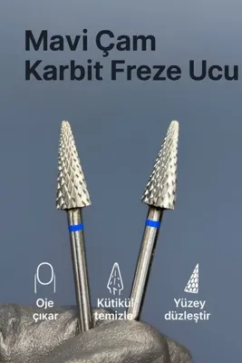 Rulia Professional RULIA 2’li Mavi Bantlı (orta) Çam Karbit Freze Ucu – Jel & Kalıcı Oje Çıkartma İçin Ekonomik Set
