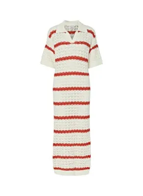 Yas Ekru Kadın Pamuklu Elbise YASLANA 2/4 MAXI KNIT DRESS S.