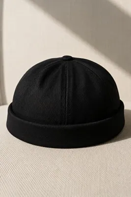 CosmoOutlet Erkek Siyah Docker Şapka Ayarlanabilir Unisex Kısa Bere Balıkçı Sailor Cap Premium Pamuklu