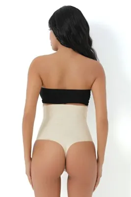 Modanty Kadın Yüksek Bel Korse String Tanga Lazer Kesim Dikişsiz Toparlayıcı Görünmez İz Yapmaz Şekillendirici