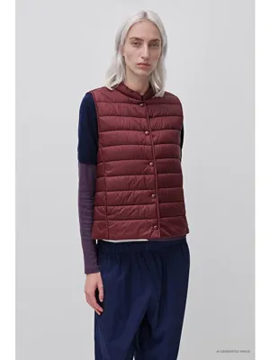 United Colors of Benetton Kadın Kahverengi Slim Fit Şişme Düğmeli Yelek