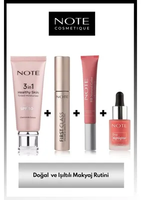 Note Cosmetics Doğal ve Işıltılı Makyaj Rutini 4'lü Makyaj Seti