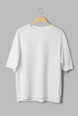 Overoz Kadın Beyaz Basic Düz Baskısız Süper Oversize Salaş Boyfriend T-shirt 1000