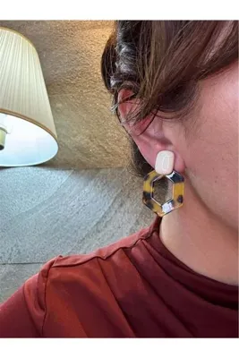 Pelin Aksesuar Leopar Geometrik Küpe