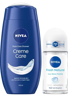 Myg Plus Nivea Creme Care Nemlendirici Duş Jeli 250ML ve Roll-On Deodorant Fresh Natural 50ML, 72 Saat Ter Koruması