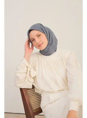 Silk Home Shiny Eşarp Monogram Lacivert