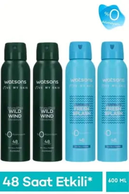 Watsons 4’lü Erkek Deodorant Set – 2xWild Wind ve 2xFresh Splash Deodorant Sprey