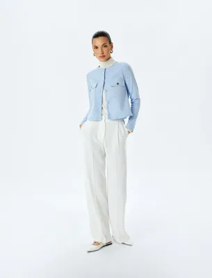Koton Aplike Detaylı Uzun Kollu Yuvarlak Yaka Crop Ceket