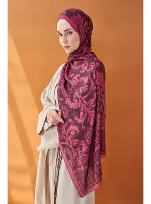 Silk Home Riva Şal Tencel Floral Koyu Mor