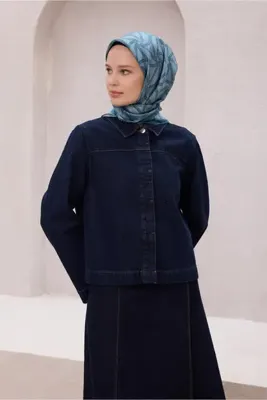 Belli Petrol Geometrik Desen %100 Twill İpek Eşarp 4221 - 80