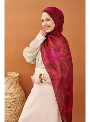 Silk Home Riva Şal Tencel Bloom Koyu Kırmızı