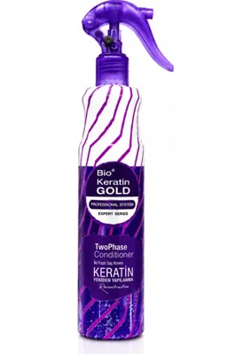 Bio Keratin Gold 400 ml Çift Fazlı Fön Suyu Kuru Saçlar İçin Pürüzsüzleştirici Kokusuz Sprey