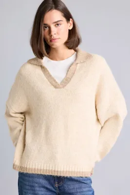 Defacto Oversize Polo Yaka Kontrast Basic Kazak