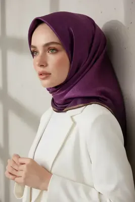 VİOLLA Twill Eşarp 90x90 Monogram Desenli İpek İçermez Kadın Eşarp
