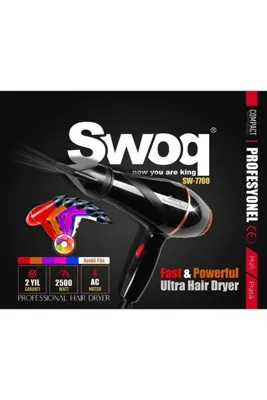 SWOQ SW7700 Profesyonel Fön Makinesi (2500W) Uyumlu
