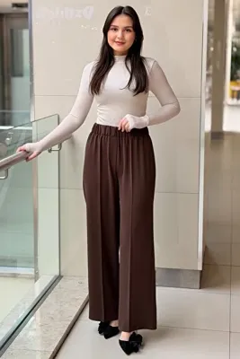 sentez giyim Sentez Colmar Beli Lastikli Geniş Paça Pantolon