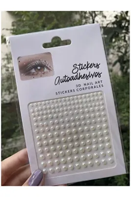 Acarlar Ticaret 165 Adet Krem Inci Tırnak, Yüz, Vücut, Saç Stickeri Kendinden Yapışkanlı