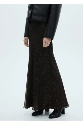 MANGO Woman Leopar desenli evaze etek