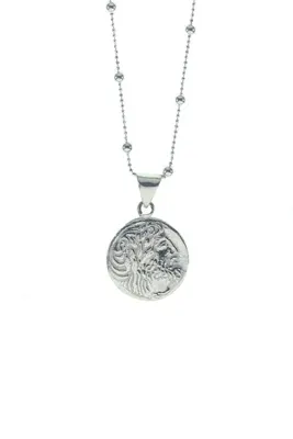 Söğütlü Silver Kadın Gümüş Renk Gümüş Top Top Zincirli Antik Para Kolye SGTL8752