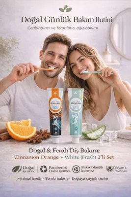 Ben&Anna Ben & Anna White + Cinnamon Orange Doğal Diş Macunu Seti 75 Ml X 2 Vegan, Florürlü, Paraben İçermez