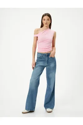 Koton Tek Omuz Kolsuz Tişört  Slim Fit Pamuklu