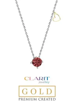 So Chic Created Rhodolite Taşlı Clarit Serisi 8 Ayar Beyaz Altın Kolye