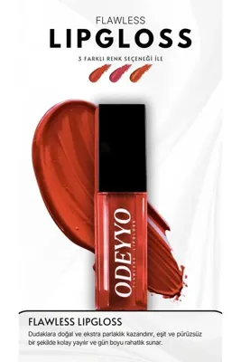 Odeyyo Flawless Lip Gloss Istanbul - Kirli Kırmızı, Yapışmayan Formül, Işıltılı Bitiş