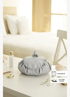 Ocean Home Textile Fonksiyonel Su İtici Leke Tutmaz Kumaş Düzenleyici Seyahat Tipi Makyaj Çantası Ø 50 cm