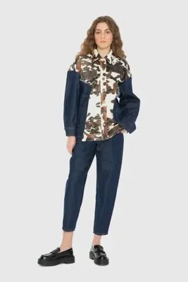 Mani Mani Animal Print Garnili  Jean Ceket