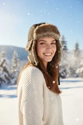 Betülce Unisex Kahve Kürklü Pilot Şapka - İçi Polar Su Geçirmez Kulaklı Kar Şapkası Ushanka
