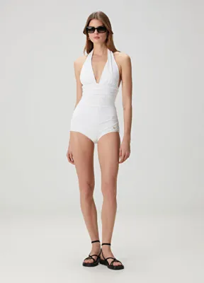 Dolce & Gabbana Beyaz Logo Detaylı Mayo