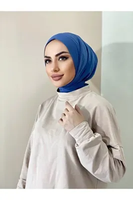 Genel Markalar Kadın Tesettür Kotmavisi Çıtçıtlı Boyunluk Hijap Bone Model Eşarp Şal Çıtçıtlı