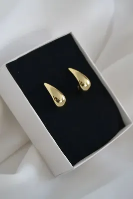 ATELİER GİZEM kararmaz gold çelik damla küpe