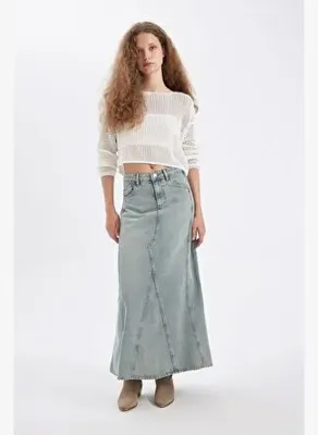 Defacto Fashion Fit Cepli Jean Maxi Etek