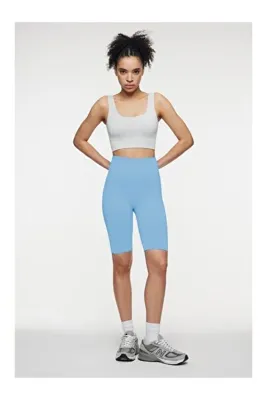 MİSTİRİK Jerovin Model Toparlayıcı Örme Seamless Push Up Etkili Kısa Şort Buzmavisi Renk