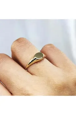 FasekGold Minimal Tasarım Oval Şövalye 925 Ayar Gümüş Yüzük