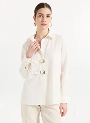 2WINS 2Wins Beyaz Kadın Regular Fit Gömlek Veronica Shirt