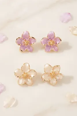 AURRARİ ve Mor Sakura Çiçek 2'li Set Küpe