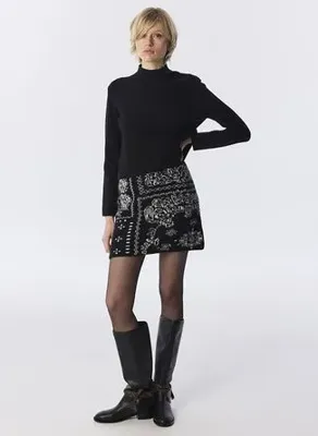 Twist TW6260050246 Siyah Kadın Dik Yaka Fitted Triko Kazak