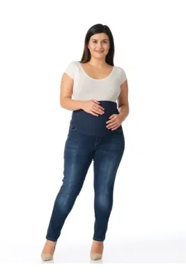 BUSA Hamile Kot Pantolon Skinny ( Büyük Beden ) Mavi