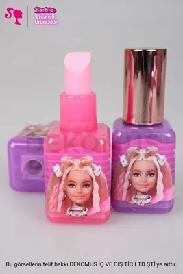 Barbie YENİ SEZON LİSANSLI BARBIE OJE TASARIM SİLGİLİ KALEMTRAŞ 2'LİSİ