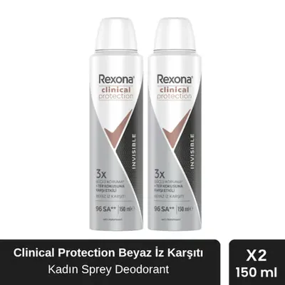 Rexona Clinical Protection Invisible Kadın Sprey Deodorant 150 ml x 2 Adet